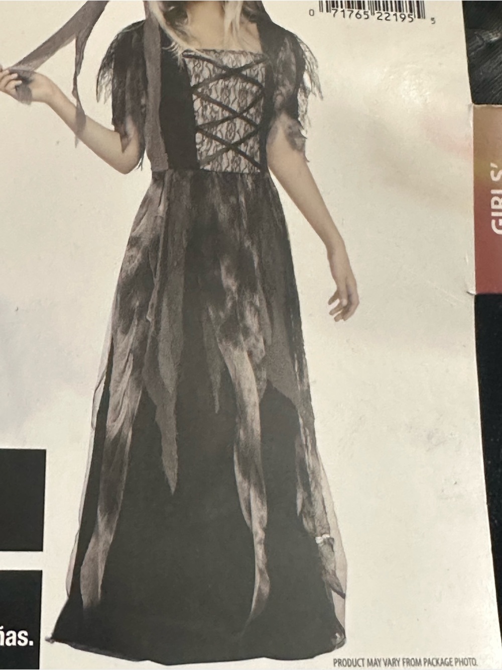 Girls Black Ghostly Lace-Up Maxi Dress